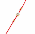 Bransoletka złoty miś serduszka czerwony sznurek STAL CHIRURGICZNA