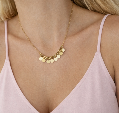 Złoty naszyjnik z monetkami POZŁACANA STAL