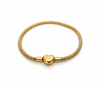 Złota bransoletka serce charms POZŁACANA STAL modułowa 
