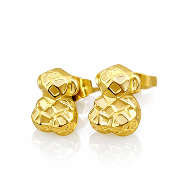  Kolczyki STAL CHIRURGICZNA Złote misie wypukłe kolor złoty