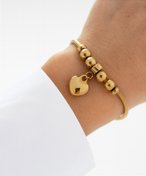 Bransoletka serce modułowa charms POZŁACANA STAL