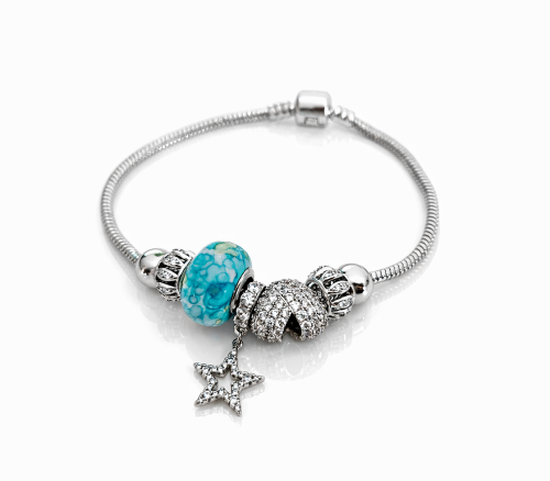 Bansoletka modułowa charms srebrna gwiazdka