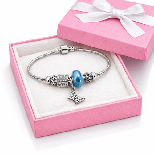 Bansoletka modułowa charms srebrna z cyrkoniami