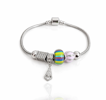 Bransoletka modułowa charms srebrna z cyrkoniami