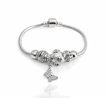 Bransoletka modułowa charms srebrna z cyrkoniami 