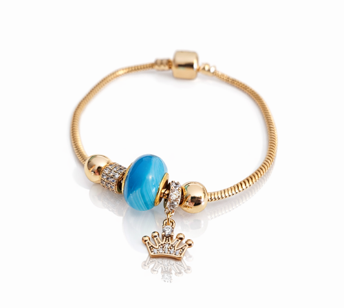 Bansoletka modułowa charms złota cyrkonie