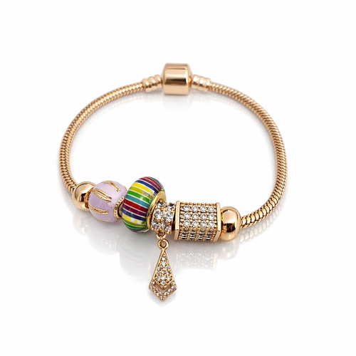 Bansoletka modułowa charms złota zawieszki cyrkonie