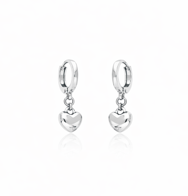 Srebrne kolczyki serduszka kółeczka STAL SZLACHETNA