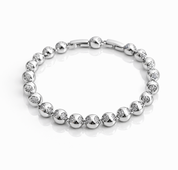 Srebrna bransoletka kulki z cyrkoniami ze STALI SZLACHETNEJ  