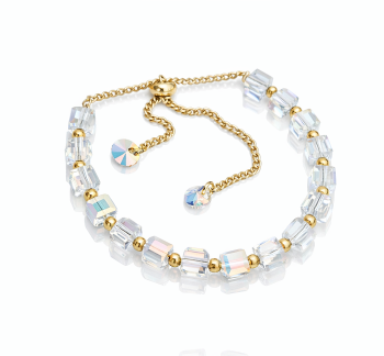 Złota bransoletka opalizujące kryształy zaciągana