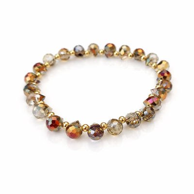 Bransoletka STAL CHIRURGICZNA elastyczna opalizujące kryształy  