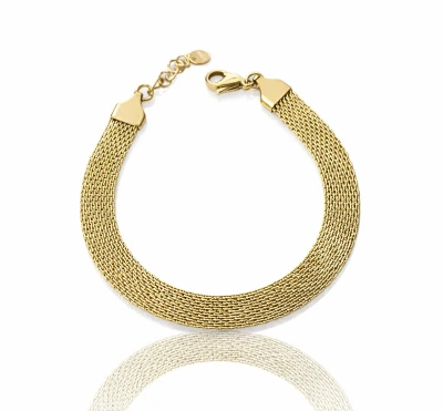 Złota bransoletka mesh POZŁACANA STAL