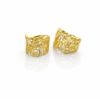 Kolczyki ażurowe kwiatuszki cyrkonie ze STALI SZLACHETNEJ złote