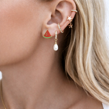 Złote kolczyki arbuzy POZŁACANA STAL