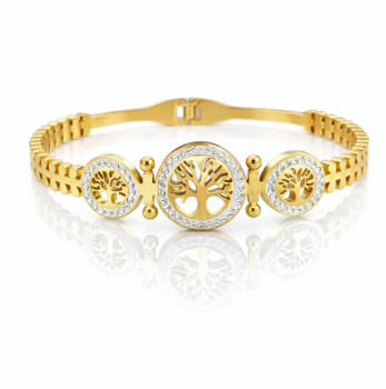 Złota bransoletka drzewko szczęścia STAL SZLACHETNA