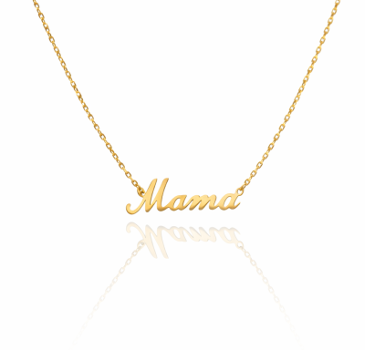 Naszyjnik POZŁACANY STAL CHIRURGICZNA napis MAMA kolor złoty 