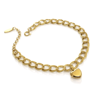 Złota bransoletka z sercem POZŁACANA STAL