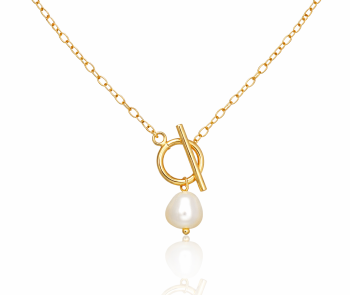 Naszyjnik choker z perłą ze STALI CHIRURGICZNEJ kolor złoty  