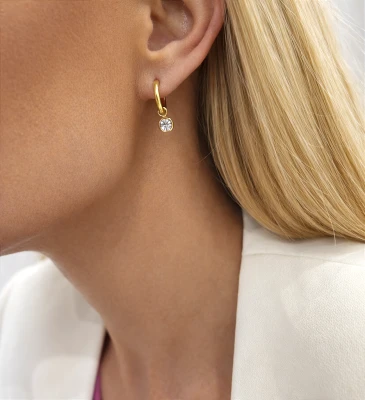 Kolczyki koła z kryształkami ze STALI SZLACHETNEJ złote  