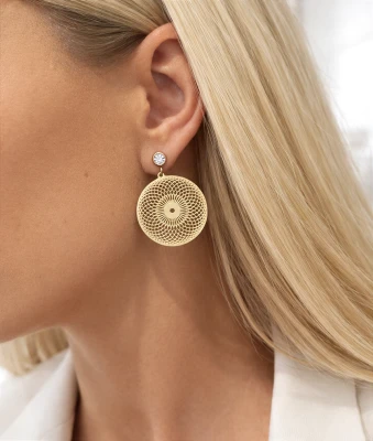 Kolczyki ażurowe blaszki kryształ STAL POZŁACANA