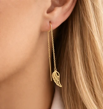 Kolczyki STAL CHIRURGICZNA Skrzydła na łańcuszku przeciagane