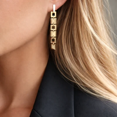  Kolczyki STAL CHIRURGICZNA blaszki złote 