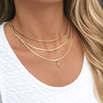  Naszyjnik potrójny STAL CHIRURGICZNA Skrzydło cyrkonia żmijka kolor złoty