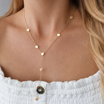 Naszyjnik STAL CHIRURGICZNA serduszka krawatka kolor złoty Blueberry Premium