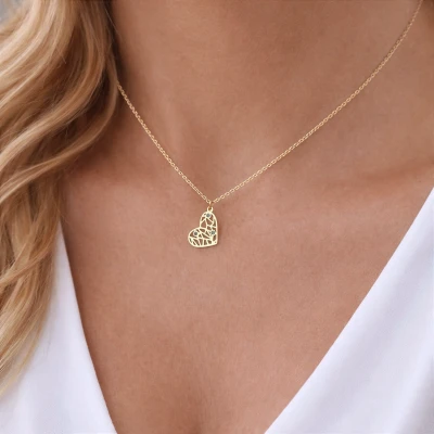 Naszyjnik z sercem cyrkonie POZŁACANA STAL