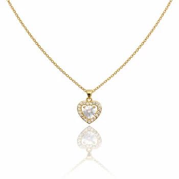 Naszyjnik kryształowe serce POZŁACANA STAL