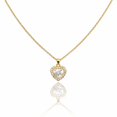 Naszyjnik kryształowe serce POZŁACANA STAL