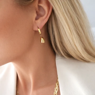 Kolczyki koła z łezkami POZŁACANA STAL