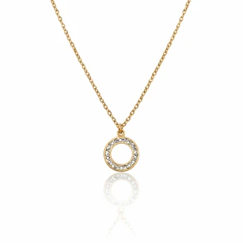 Naszyjnik kółko kryształki POZŁACANA STAL