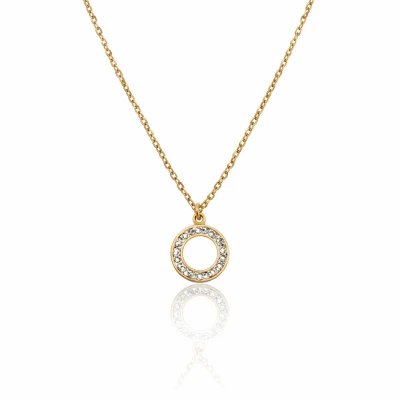 Naszyjnik kółko kryształki POZŁACANA STAL