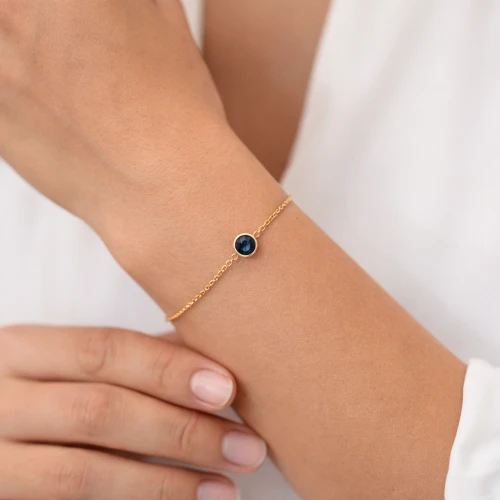 Bransoletka czarny kryształ STAL POZŁACANA