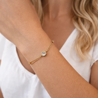 Bransoletka kryształ STAL POZŁACANA