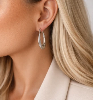 Srebrne kolczyki owalne ze STALI SZLACHETNEJ 