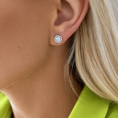 Kolczyki klasyczne kwadraciki kryształy POZŁACANE