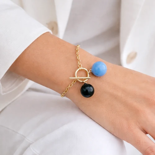 Bransoletka emaliowane kule POZŁACANA STAL