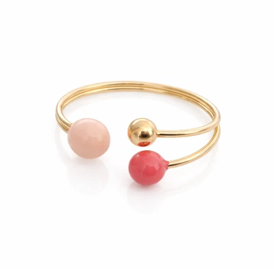 Bransoletka sztywna emaliowane kule POZŁACANA STAL