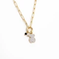 Naszyjnik miś jasne kryształy STAL SZLACHETNA