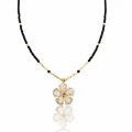 Naszyjnik kwiat czarne kryształy STAL SZLACHETNA