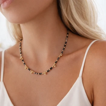 Naszyjnik choker koraliki kuleczki złote STAL POZŁACANA