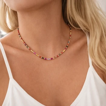 Naszyjnik choker koraliki STAL POZŁACANA 