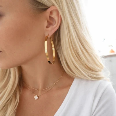 Kolczyki STAL CHIRURGICZNA  koła klasyczne szersze 6 cm kolor złoty Premium