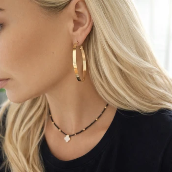 Kolczyki STAL CHIRURGICZNA  Koła klasyczne szersze duże kolor złoty 