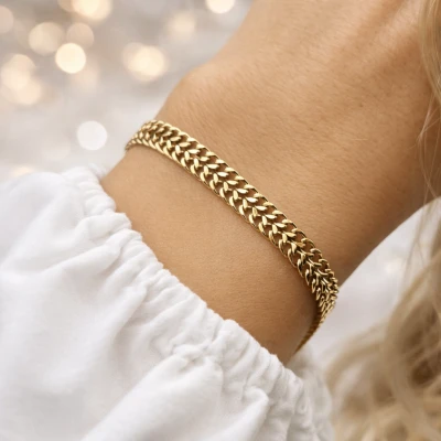 Bransoletka STAL CHIRURGICZNA klasyczna pleciona kolor złoty 