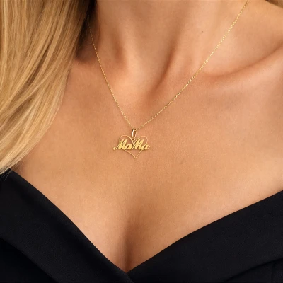  Naszyjnik STAL CHIRURGICZNA Mama serce kolor złoty 