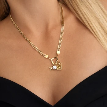 Naszyjnik Premium STAL CHIRURGICZNA zawieszki kryształ kolor złoty Blueberry