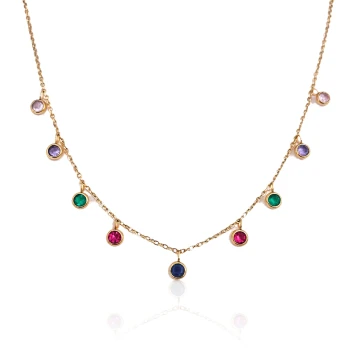 Naszyjnik STAL CHIRURGICZNA kolorowe kryształy kolor złoty  